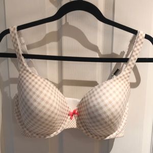 Victoria’s Secret bra, size 36D, cream/beige colored checkered pattern, NWT